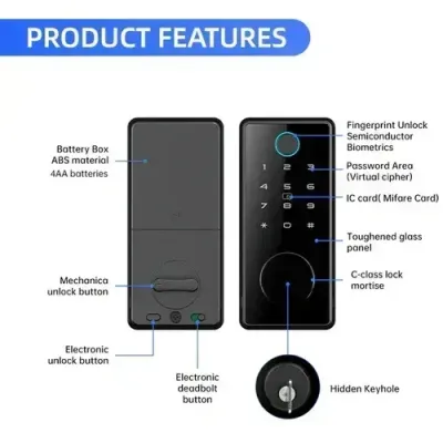 Locstar-C87 TTlock Bluetooth 4.1 App Password Card Key Smart Deadbolt With Fingerprint