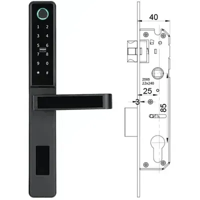 Locstar-C81 Best Patio Sliding Door Smart Locks With Handle Ttlock Bluetooth Lock Fingerprint iron Door Lock