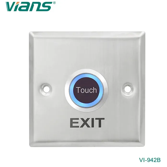 VIANS TK-942B Touchless Exit Button – Stainless Steel Panel, NO/NC/COM Output, 5–15cm Sensor Distance