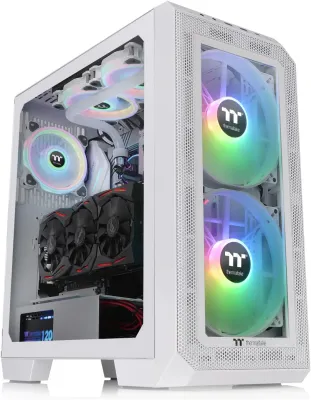 Thermaltake View 300 MX TG ARGB Motherboard Sync E-ATX Mid Tower Computer Case with 2x200mm Front &amp; 1x120mm Rear ARGB Fan, Interchangeable Tempered Glass &amp; Mesh Front Panel