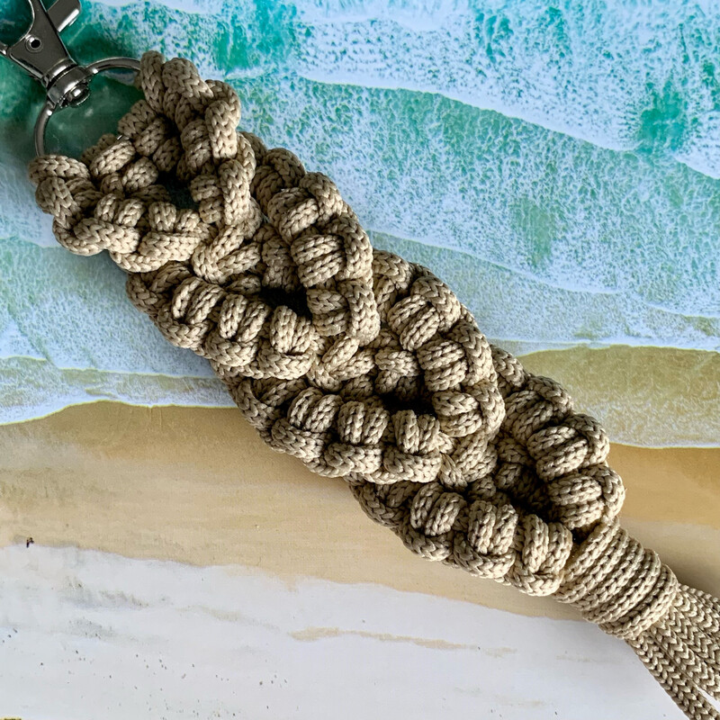 Braided beige keychain 