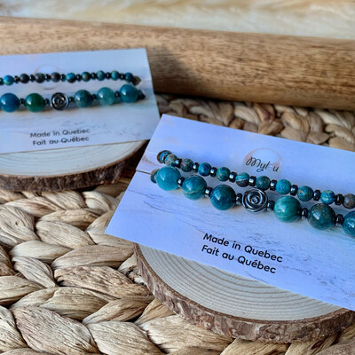 Bracelets ~ Duo ~ Blue Apatite &amp; Calsilica Jasper