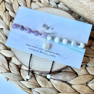 Bracelet ~ Hématite, Lépidolite &amp; Howlite