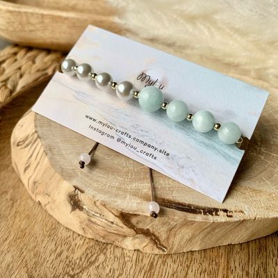 Bracelet ~ Aqua &amp; Shell Pearls