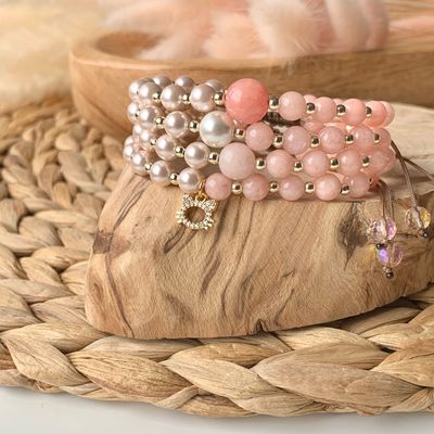 Bracelet ~ Jade, chat &amp; perles de coquillage