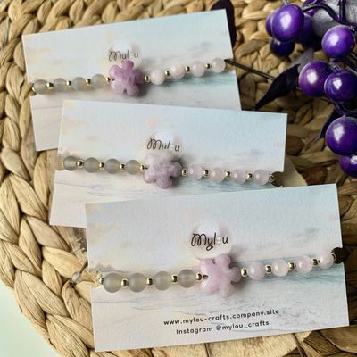 Bracelet Fleur ~ Kunzite, Lepidolite &amp; Agate