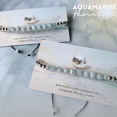 Bracelets ~ Aquamarine &amp; Hematite  