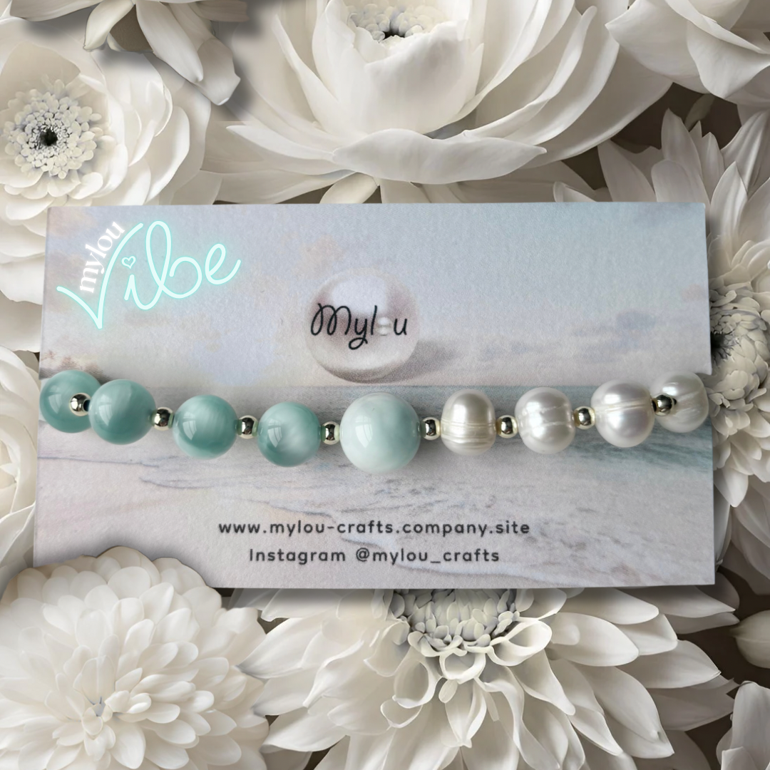 Bracelet ~ Blue moonstone &amp; Freshwater Pearls