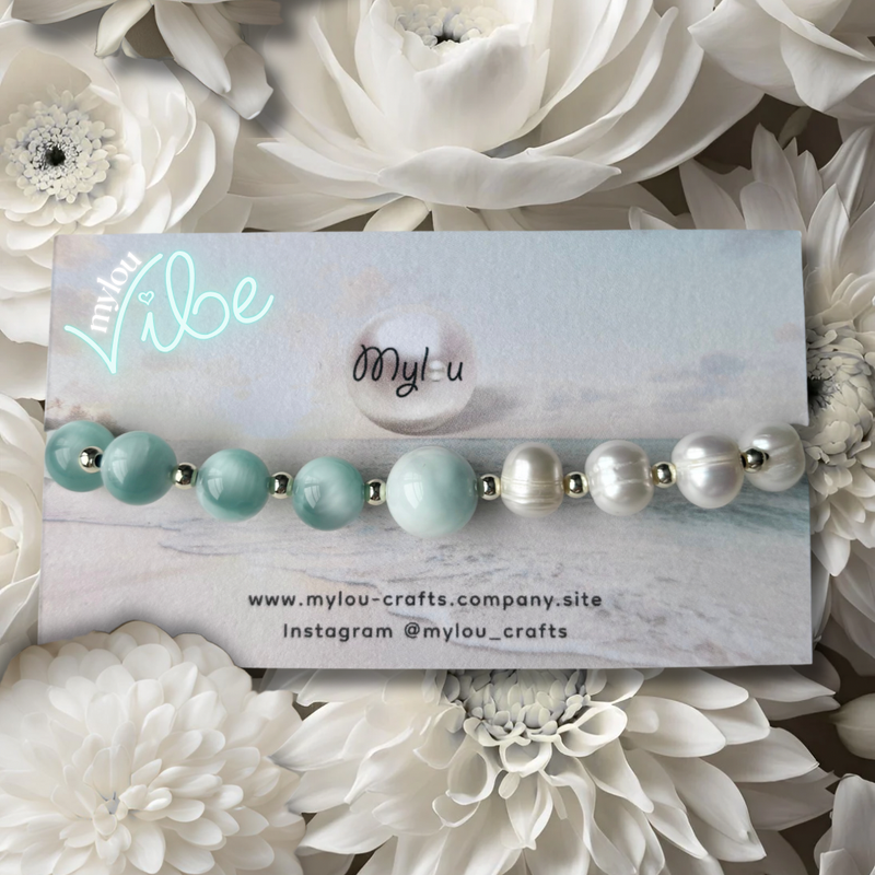 Bracelet ~ Blue moonstone &amp; Freshwater Pearls