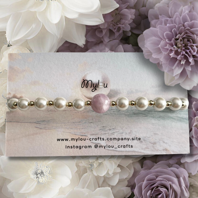 Bracelet ~ 1 Kunzite &amp; Perles de coquillage