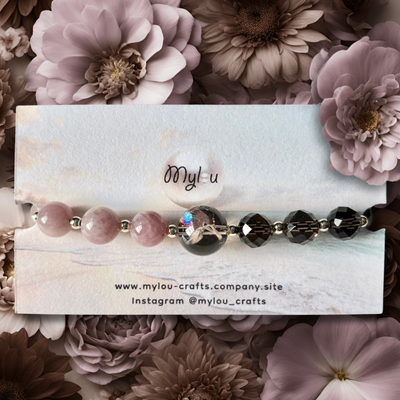Bracelet ~ Smoky Quartz &amp; Quartz rose mauve 