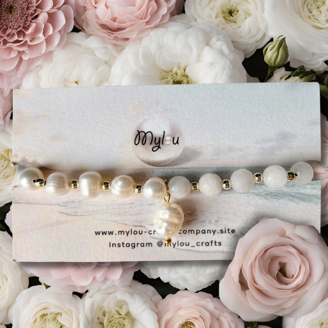 Bracelet ~ Matte Rose Quartz &amp; freshwater pearls