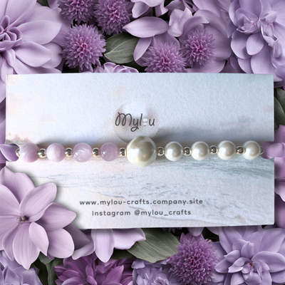 Bracelet ~ Kunzite &amp; Perles de coquillage