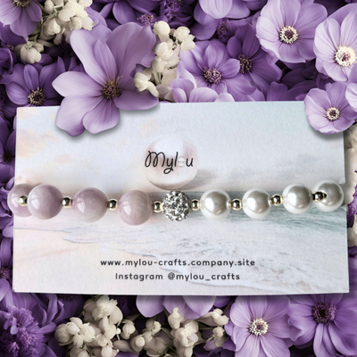 Bracelet ~ Kunzite &amp; Perles de coquillage ~ or