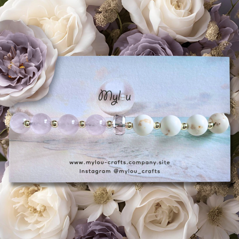 Bracelet ~ Chalcedony purple &amp; Magnesite