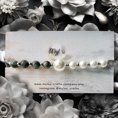 Bracelet ~ Obsidian &amp; Perles de coquillages  