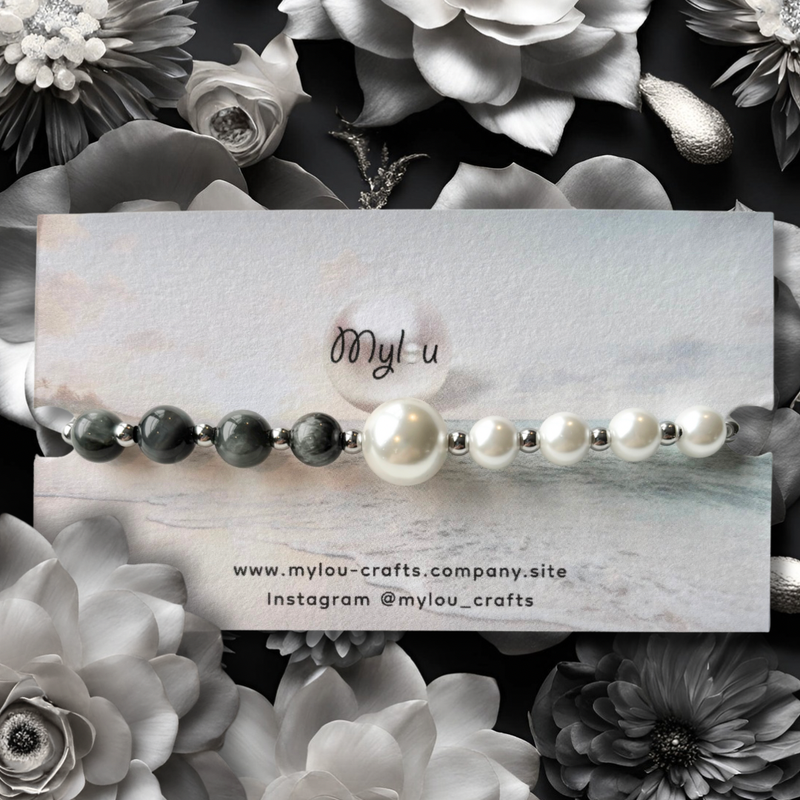 Bracelets ~ Obsidian &amp; Shell pearls  