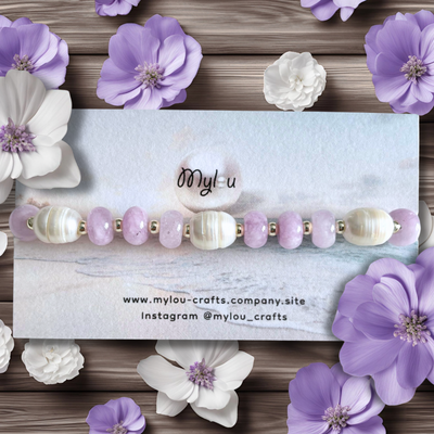 Bracelet ~ lavande Jade &amp; perles d’eau douce