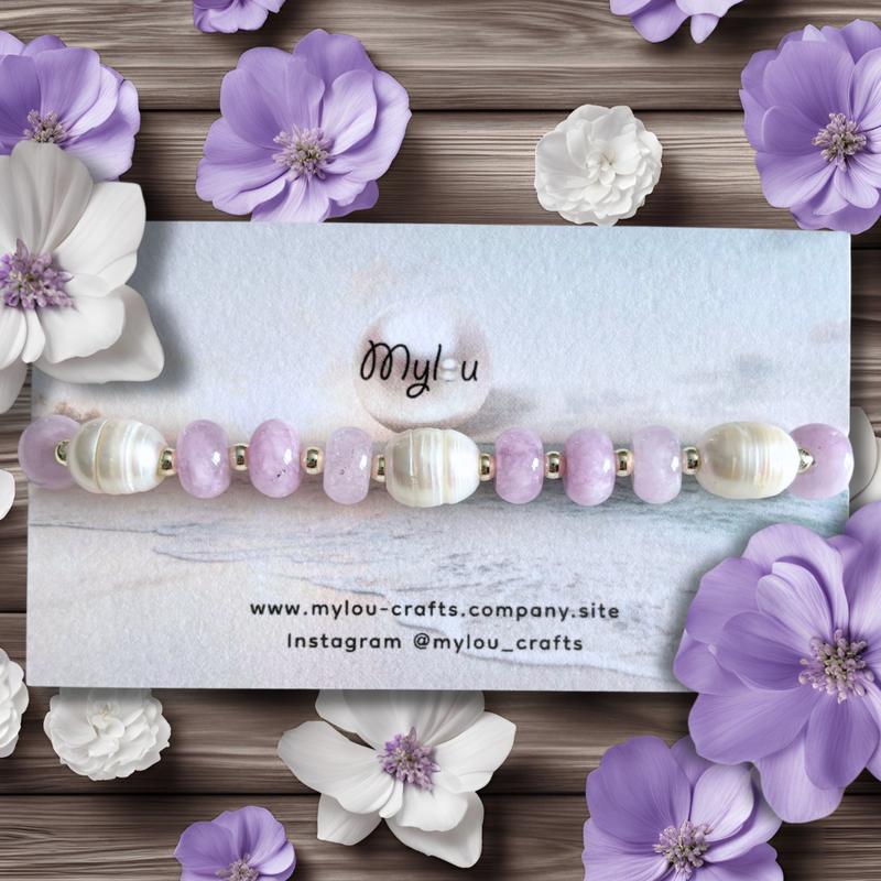 Bracelet ~ lavender Jade &amp; freshwater pearls 