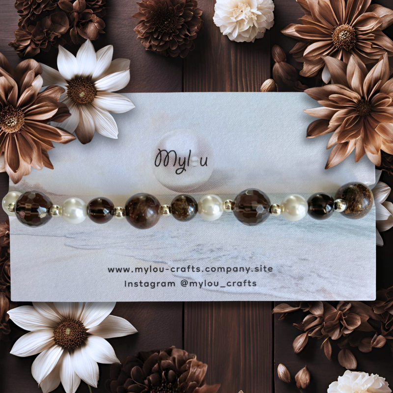 Bracelet ~ mix&amp;match ~ Bronzite &amp; Smoky quartz
