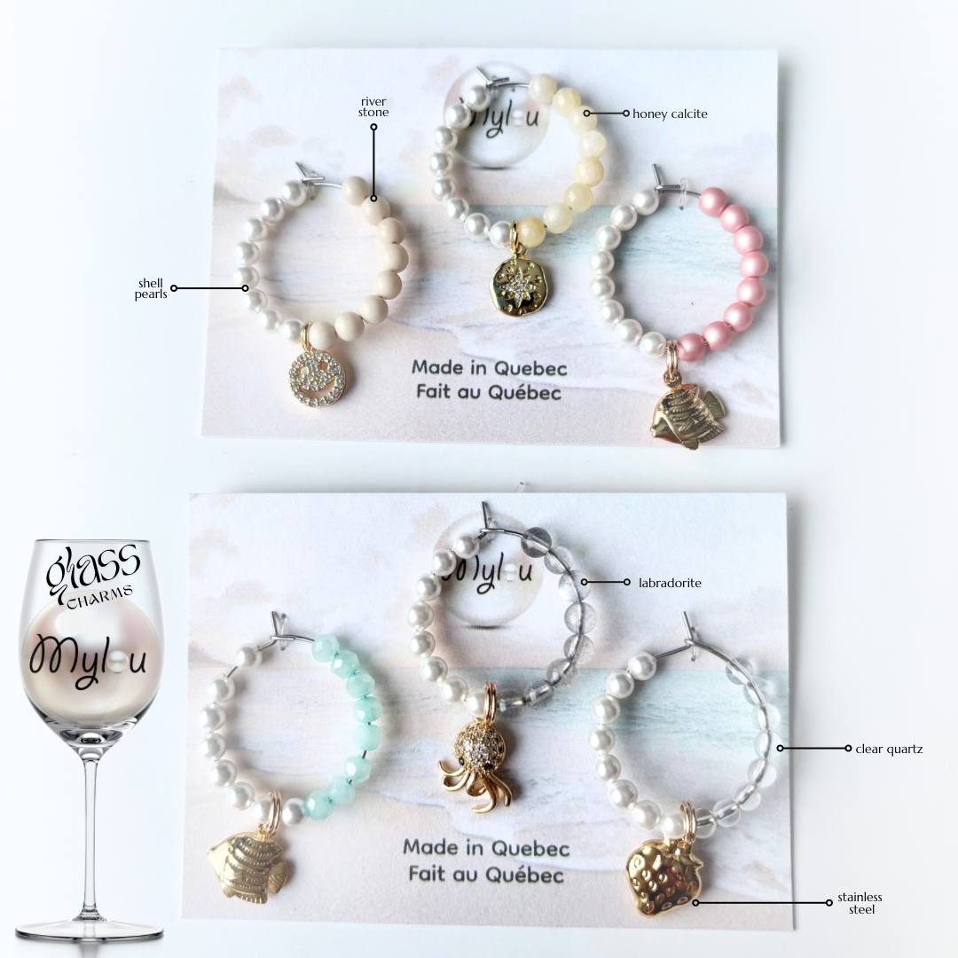 6 x Luxury Glass Charms ~ #2