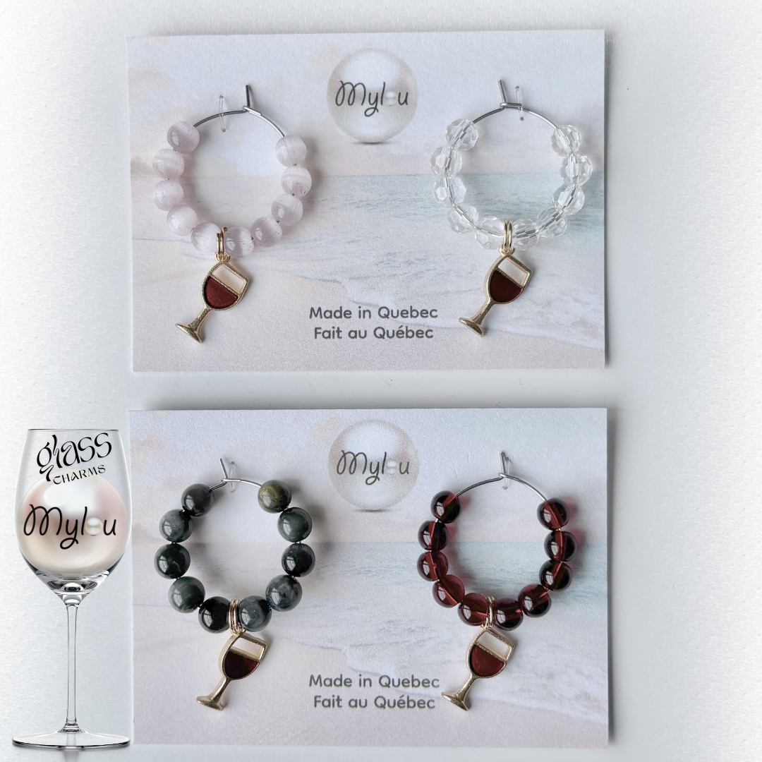 4 x Luxury Glass Charms ~ Red Wine 🍷