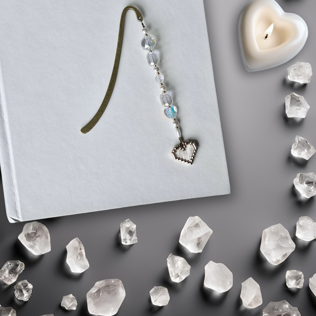 Crystal heart ~ Beaded Bookmark