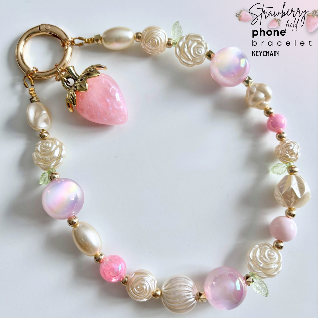 Strawberry Field 🍓 ~ Keychain or Cell Phone bracelet 