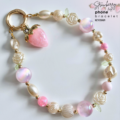 Champ de Fraises 🍓 ~ Porte-clés ou bracelet pour cellulaire 