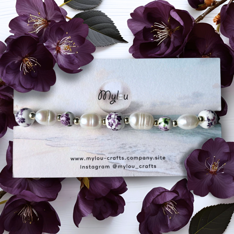 Bracelet ~ Porcelain &amp; Freshwater pearls