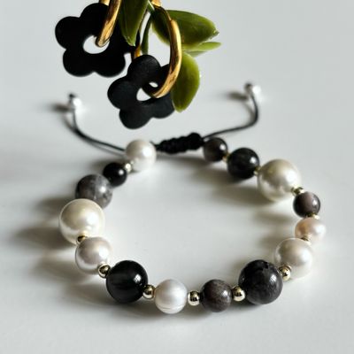 𝔅𝔢𝔩𝔩𝔞 Ombra ~ Obsidian &amp; Perles ~ duo