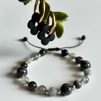 𝔅𝔢𝔩𝔩𝔞 Ombra ~ Obsidian &amp; Labradorite ~ duo