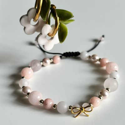 𝔅𝔢𝔩𝔩𝔞 Bianca ~ Rose quartz &amp; Perles de coquillages ~ duo