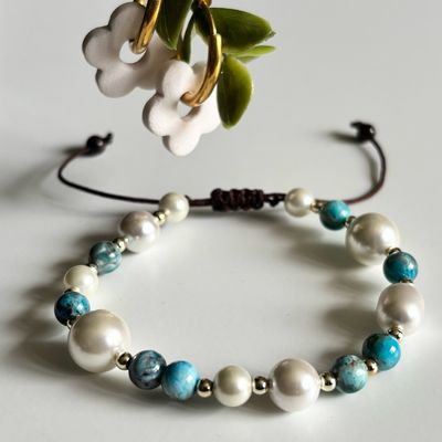 𝔅𝔢𝔩𝔩𝔞 Bianca ~ Apatite &amp; Perles de coquillages ~ duo
