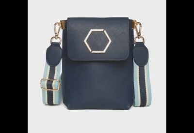 Alice Wheeler Navy Brompton Honeycomb Cross Body Bag