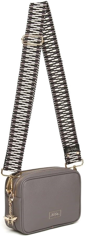 Alice Wheeler Slate Soho Double Zipped Cross Body Bag