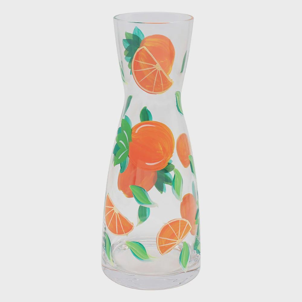 Hand Painted - Orange Glass Carafe