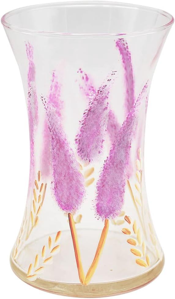 Hand Painted - Flower Vase Glass Pampas