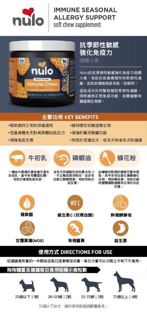 NULO 關節保健軟咀嚼小食系列 - 抗季節性敏感強化免疫力軟咀嚼小食
