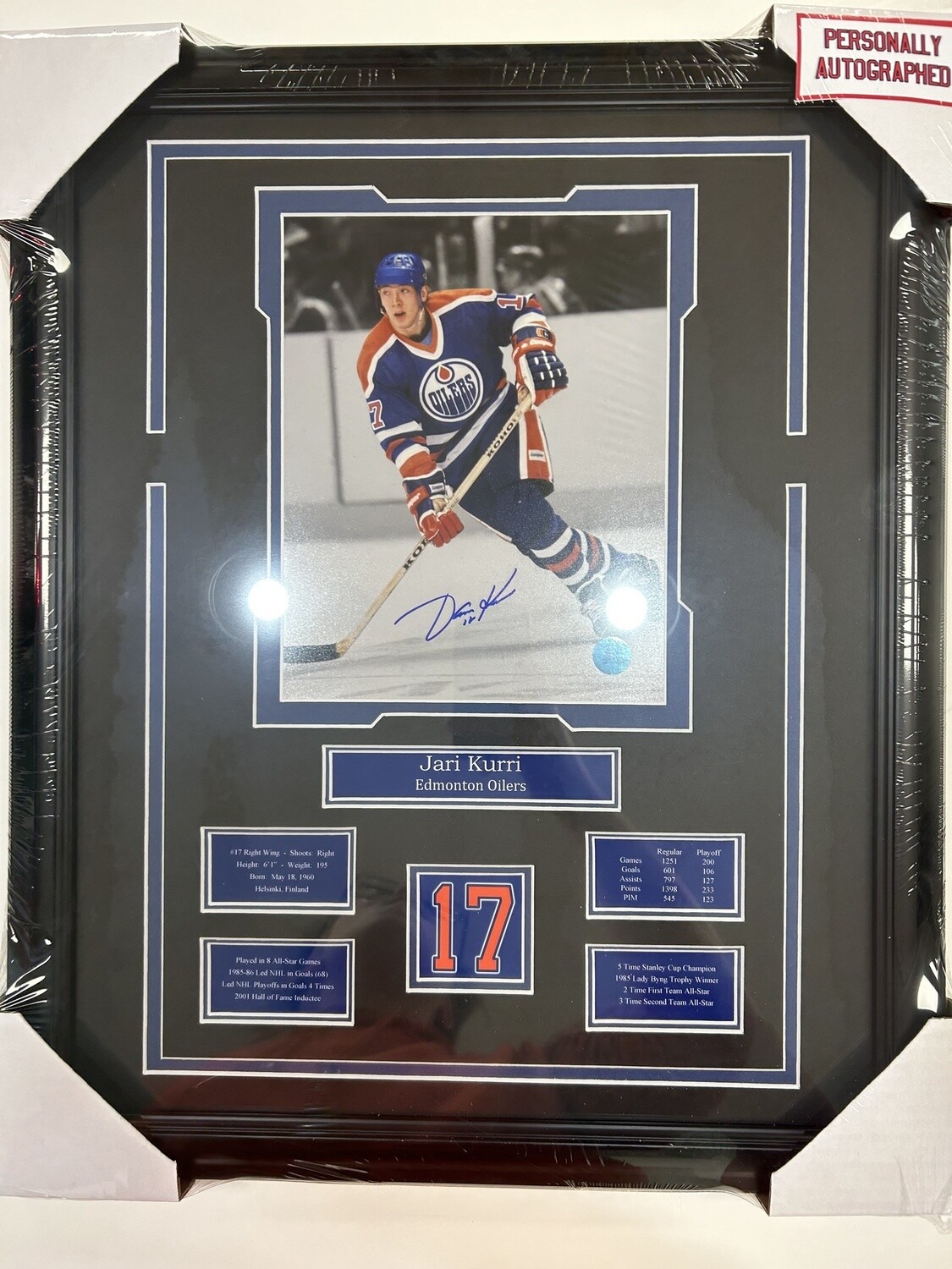 JARI KURRI - AUTOGRAPHED EDMONTON OILERS 16X20 FRAME