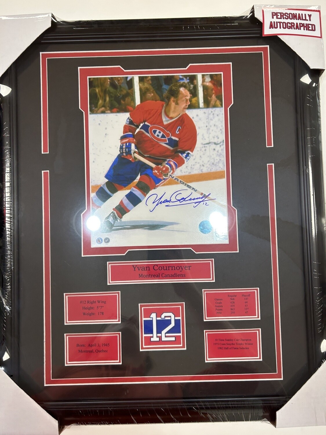 YVAN COURNOYER - AUTOGRAPHED MONTREAL CANADIENS 16X20 FRAME
