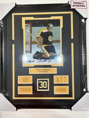 GERRY CHEEVERS - AUTOGRAPHED BOSTON BRUINS 16X20 FRAME
