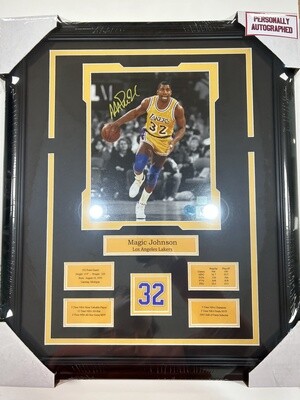 MAGIC JOHNSON - AUTOGRAPHED LOS ANGELES LAKERS 16X20 FRAME