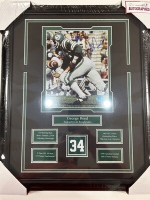 GEORGE REED - AUTOGRAPHED SASKATCHEWAN ROUGHRIDERS 16X20 FRAME