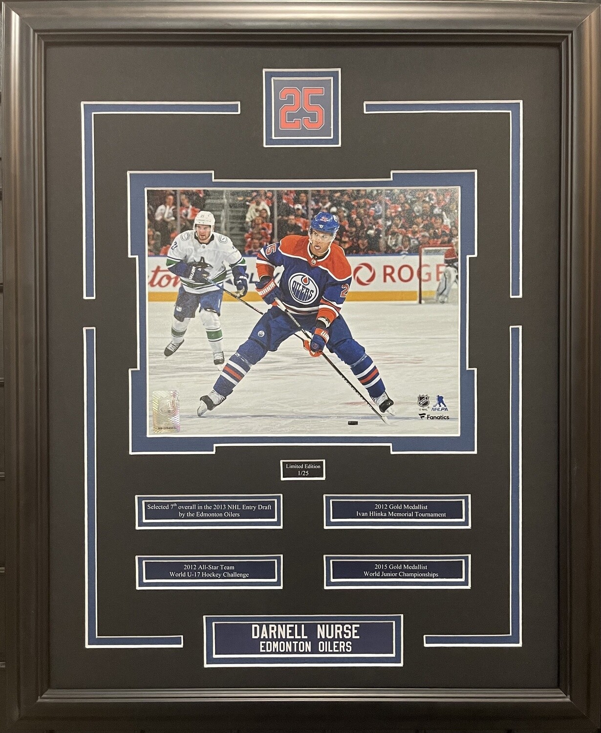 DARNELL NURSE - LIMITED EDITION 16X20 FRAME #/25 EDMONTON OILERS