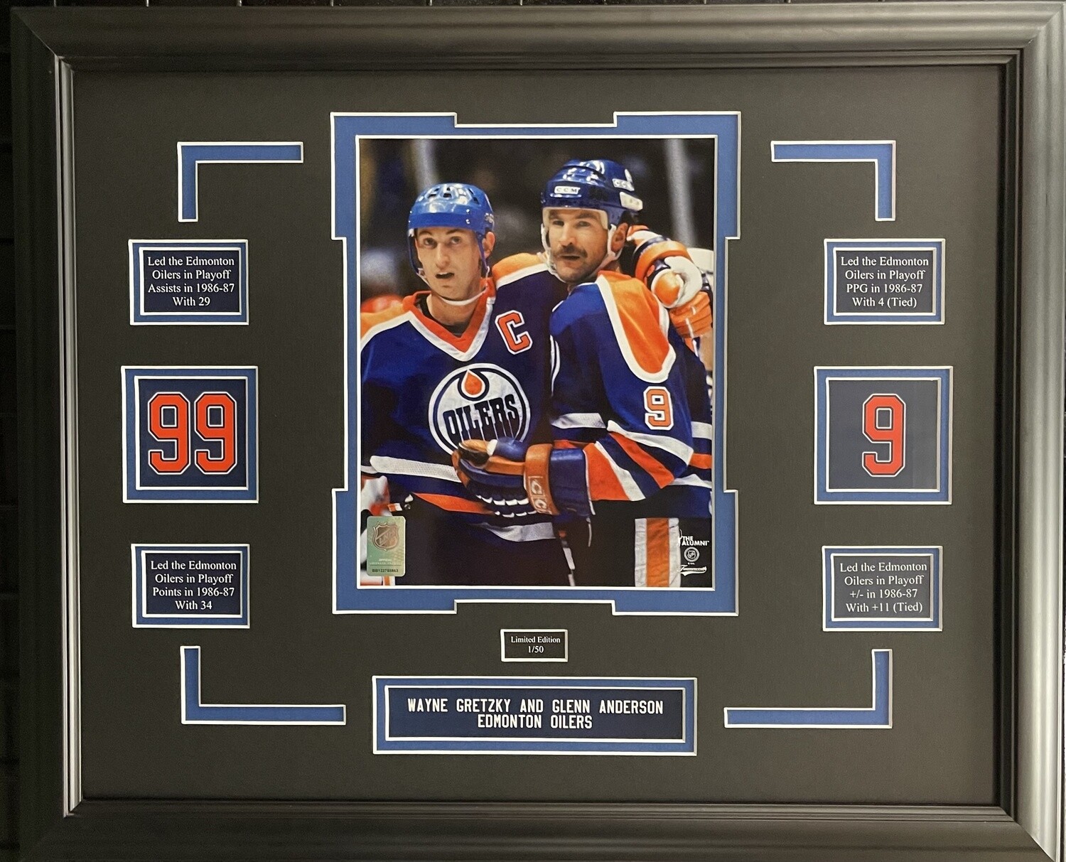 WAYNE GRETZKY &amp; GLENN ANDERSON - LIMITED EDITION 16X20 FRAME #/50 EDMONTON OILERS