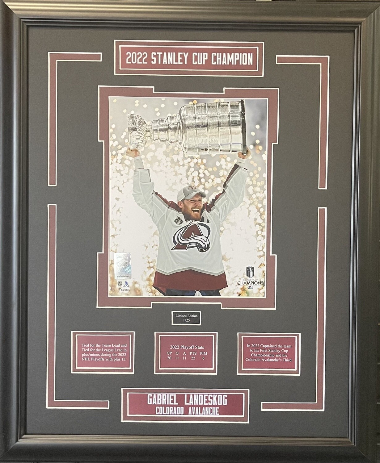 GABRIEL LANDESKOG - LIMITED EDITION 16X20 FRAME #/25 COLORADO AVALANCHE
