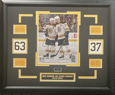 PATRICE BERGERON &amp; BRAD MARCHAND - LIMITED EDITION 16X20 FRAME #/50 BOSTON BRUINS