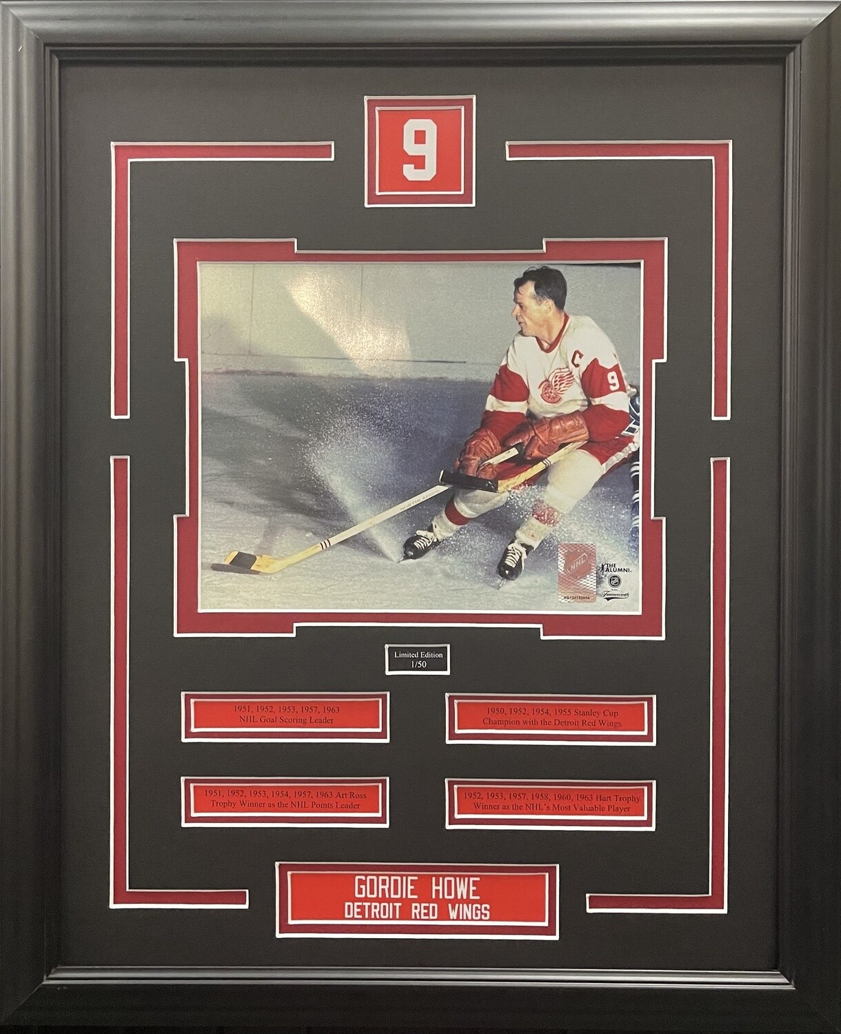 GORDIE HOWE - LIMITED EDITION 16X20 FRAME #/50 DETROIT RED WINGS