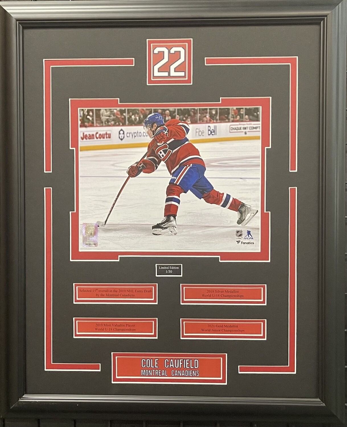 COLE CAUFIELD - LIMITED EDITION 16X20 FRAME #/50 MONTREAL CANADIENS